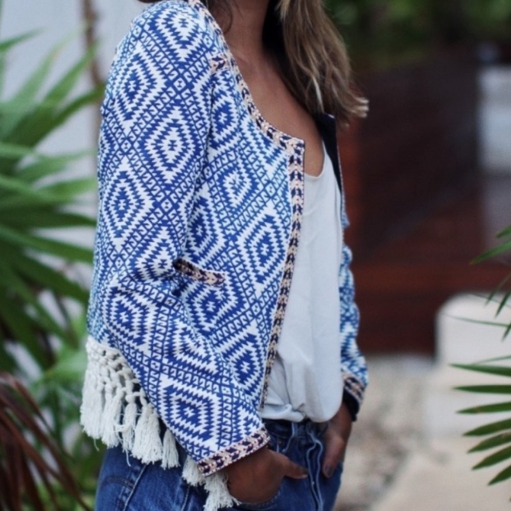 Tularosa Santa Fe Fringe Jacket in Diamondback Print Medium
